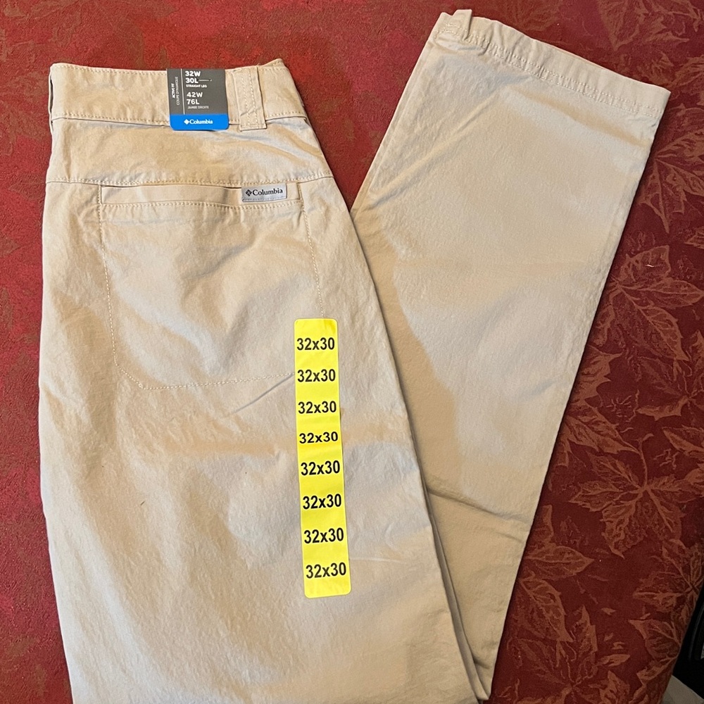 Columbia Men's Tan Active Fit Tech Pants 32 X 30 NWT
